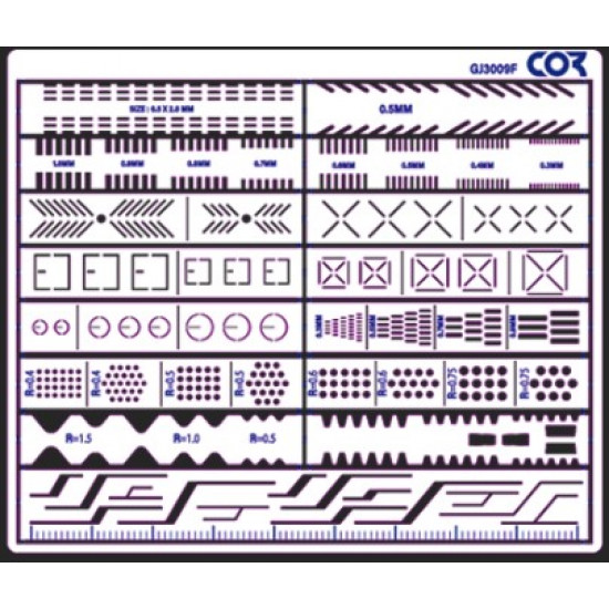 COR Models GJ3009F Scribing Template Set (Common Shapes / Splitting Lines)